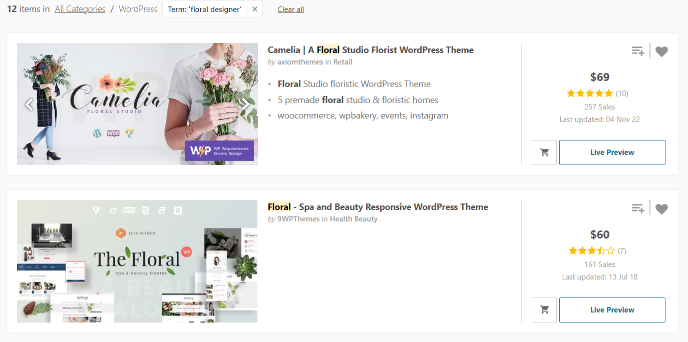 Best florist websites  choosing a theme for your website.