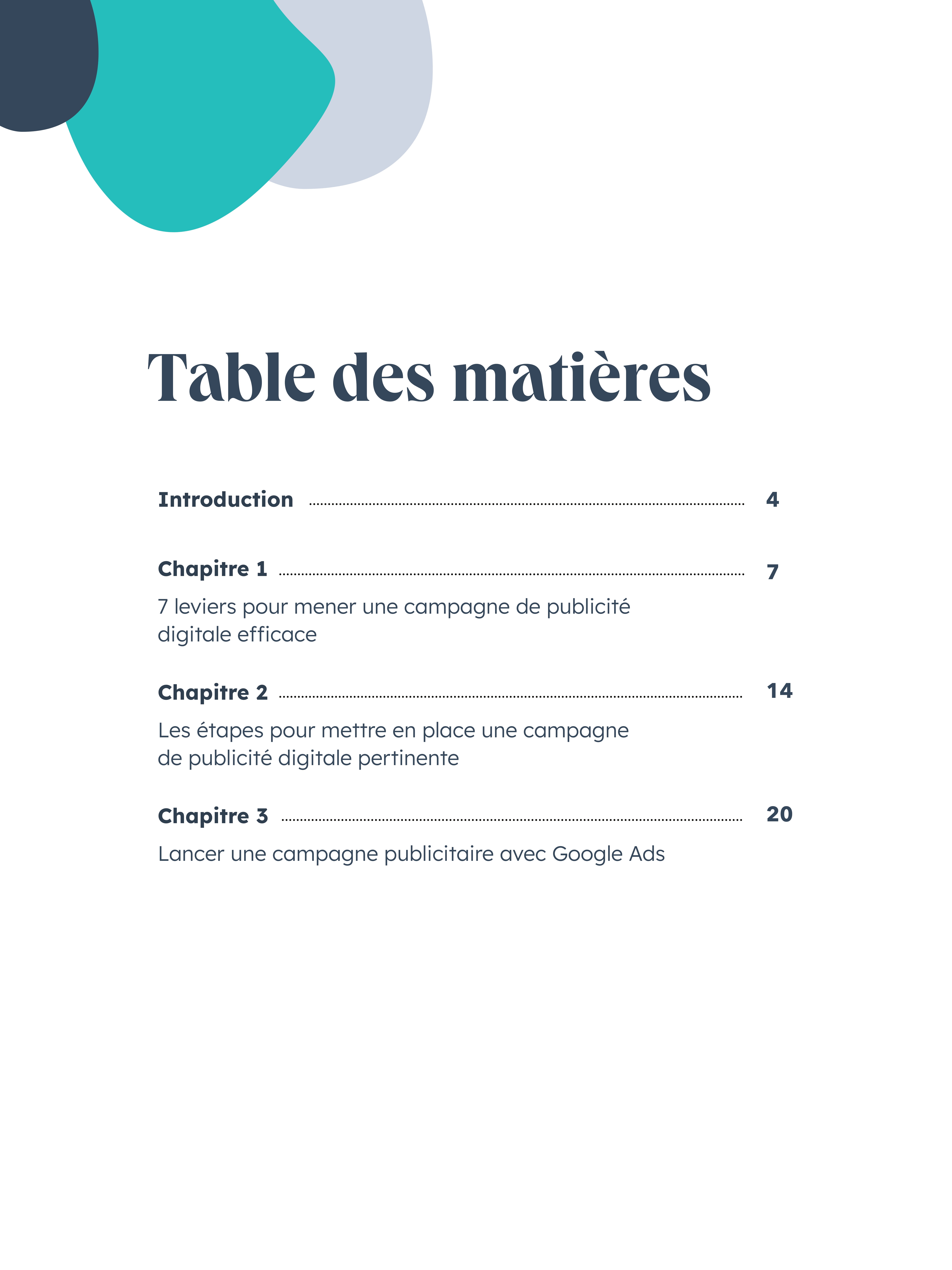 Table des matières
