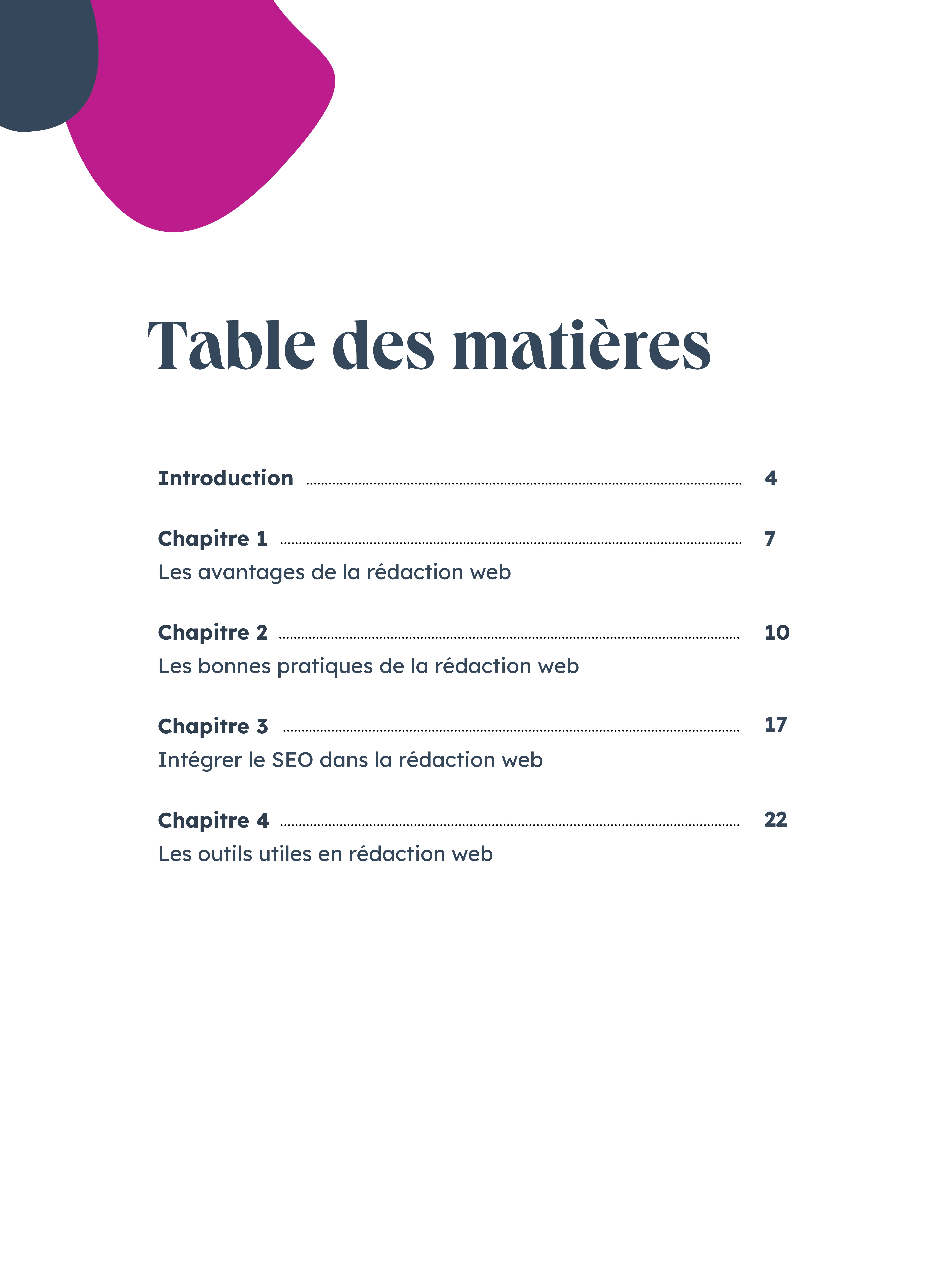 Table des matières
