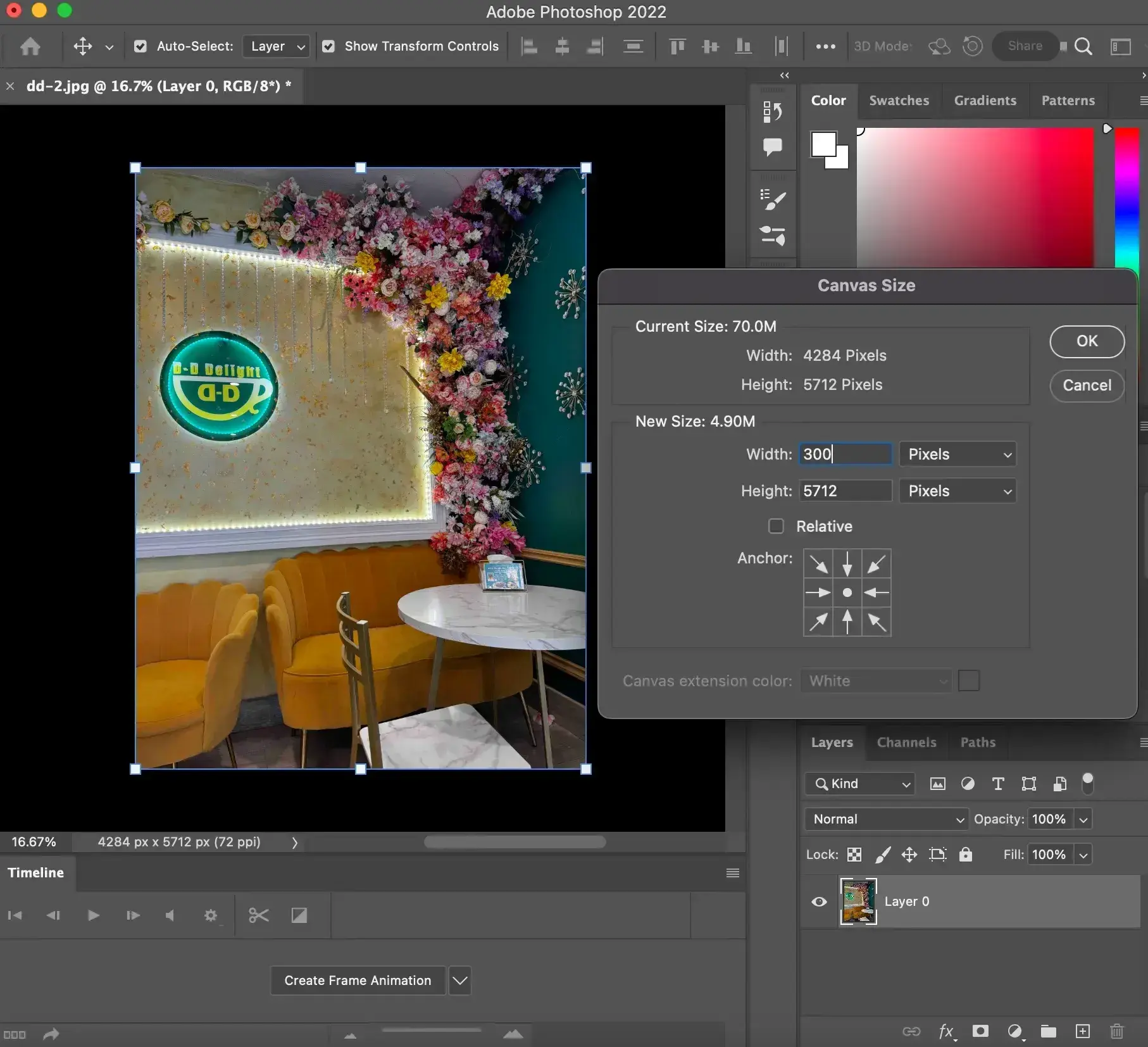 how to reduce image size in photoshop: change image dimensions