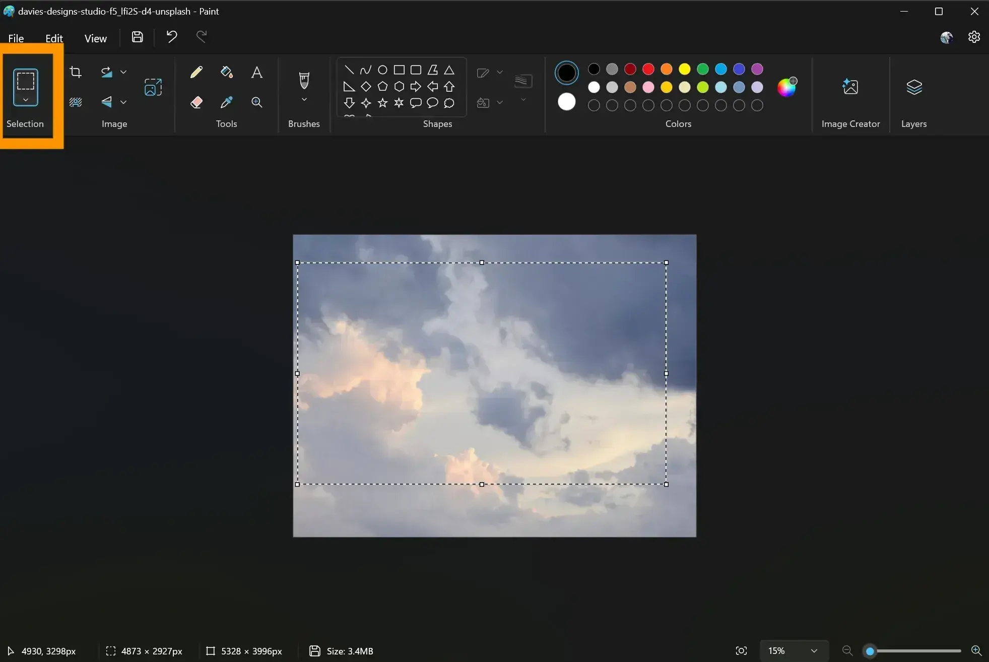 how to reduce image pixel size in ms paint: crop the image