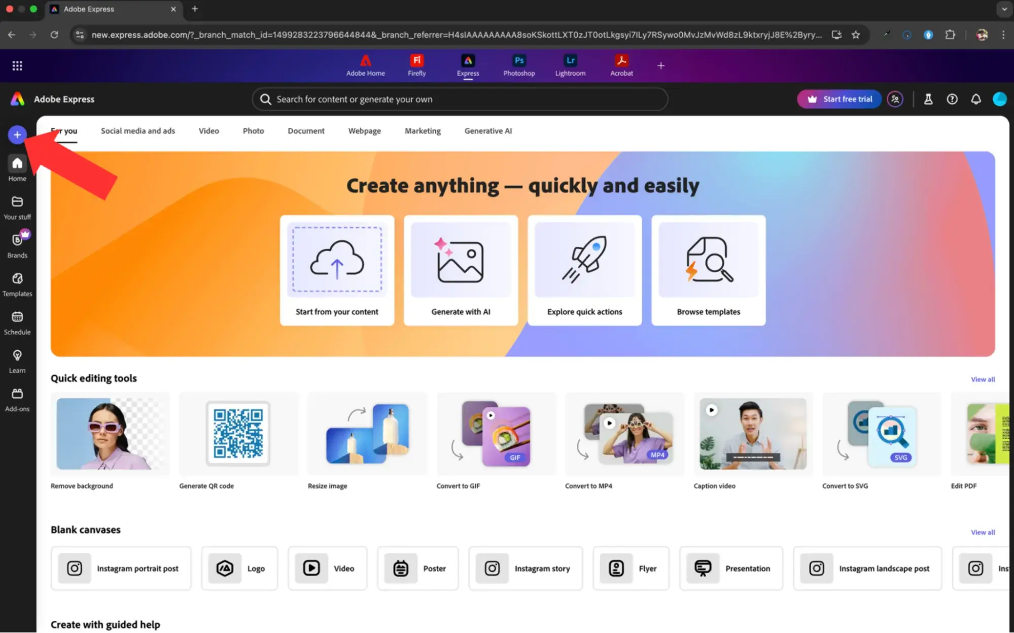 how to resize an image: create a new project