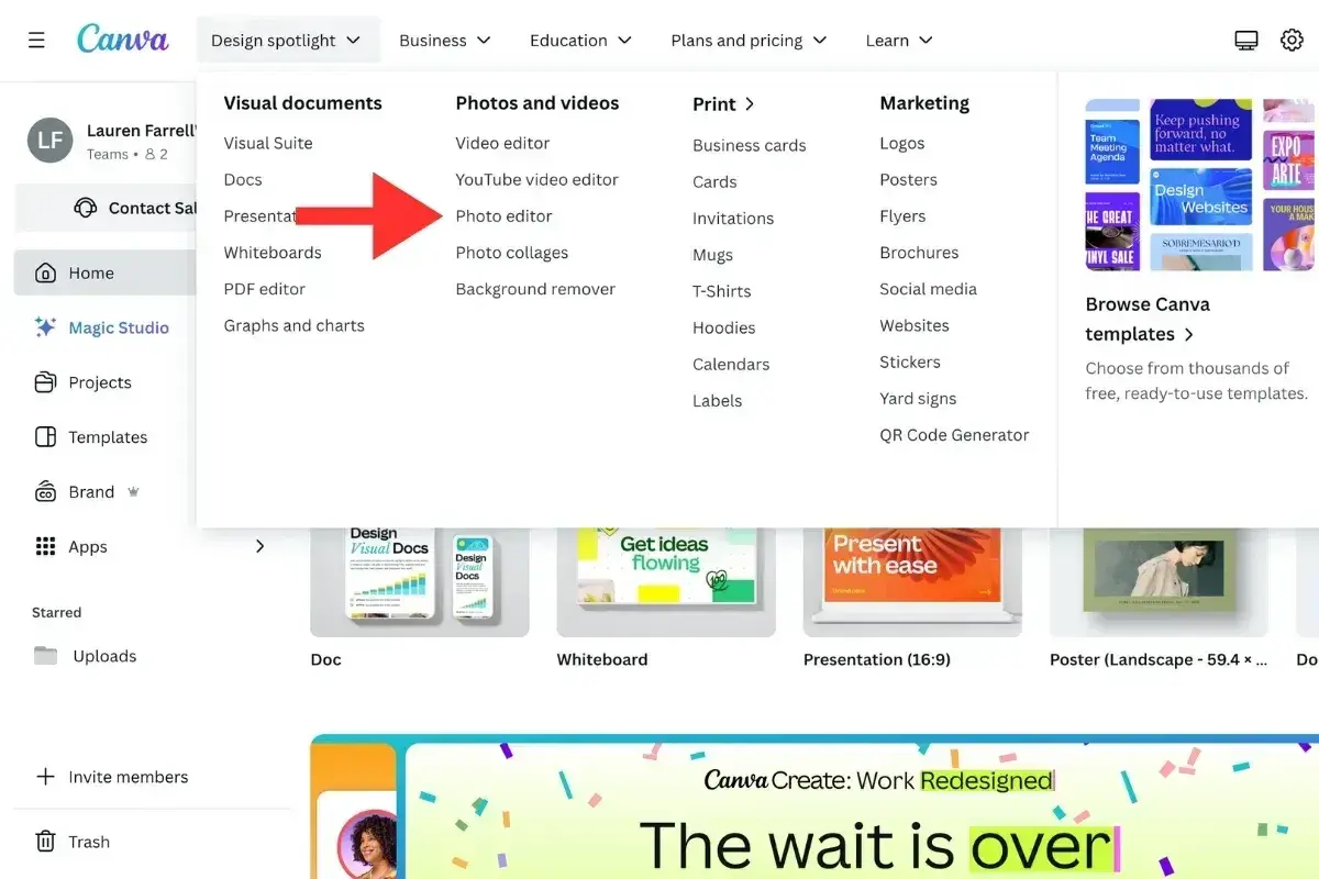how to resize jpg & png files in canva: select image from your device