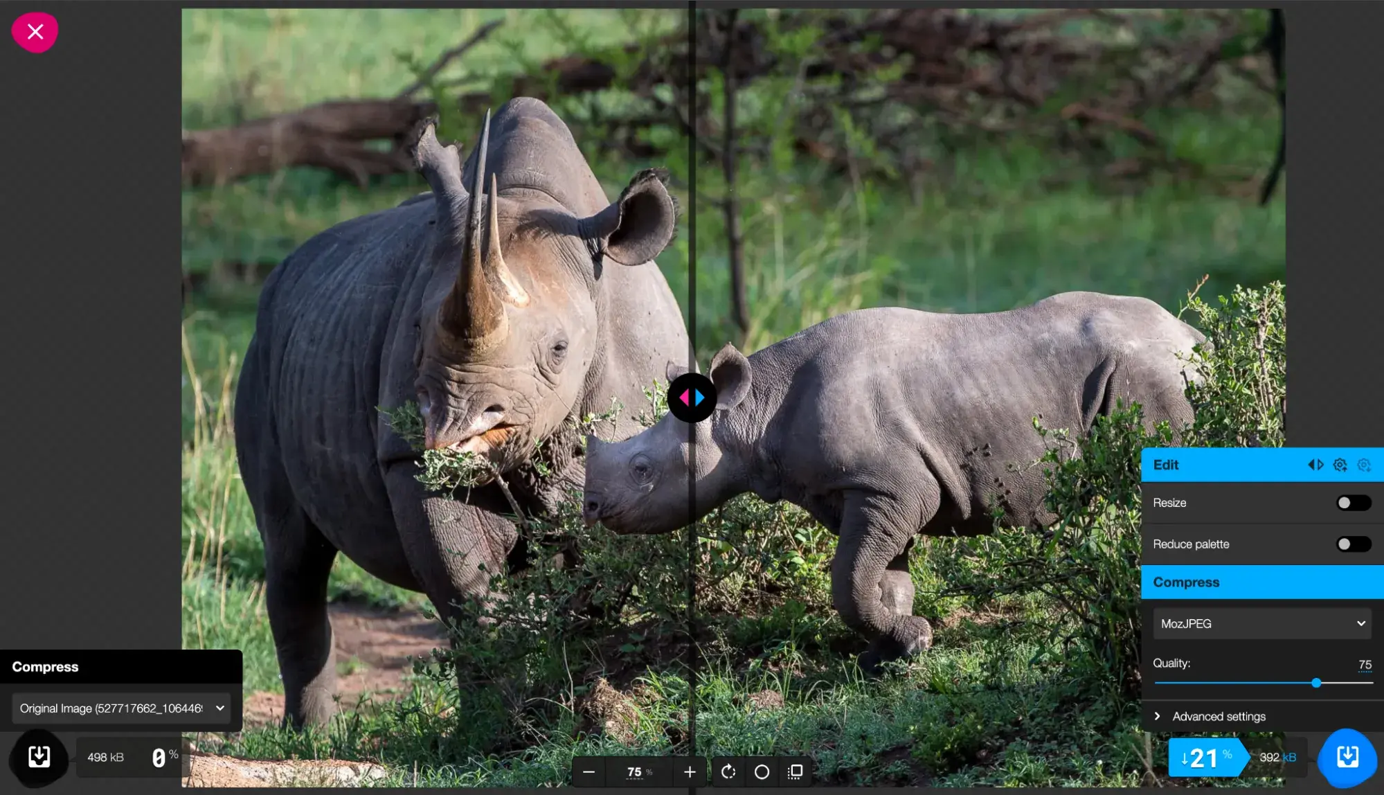 how to resize an image to 100kb: upload your image