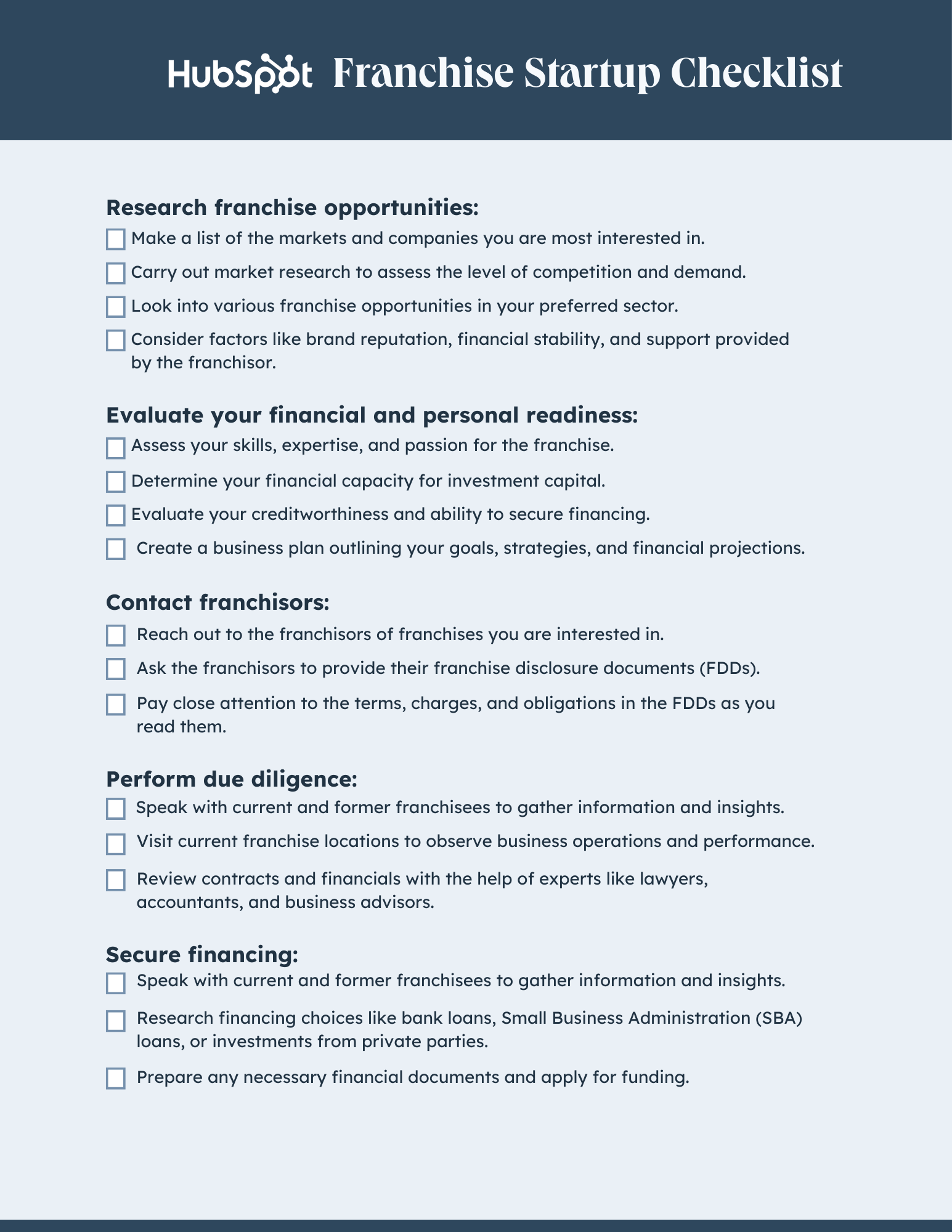 HubSpots Franchise Startup Checklist (2)