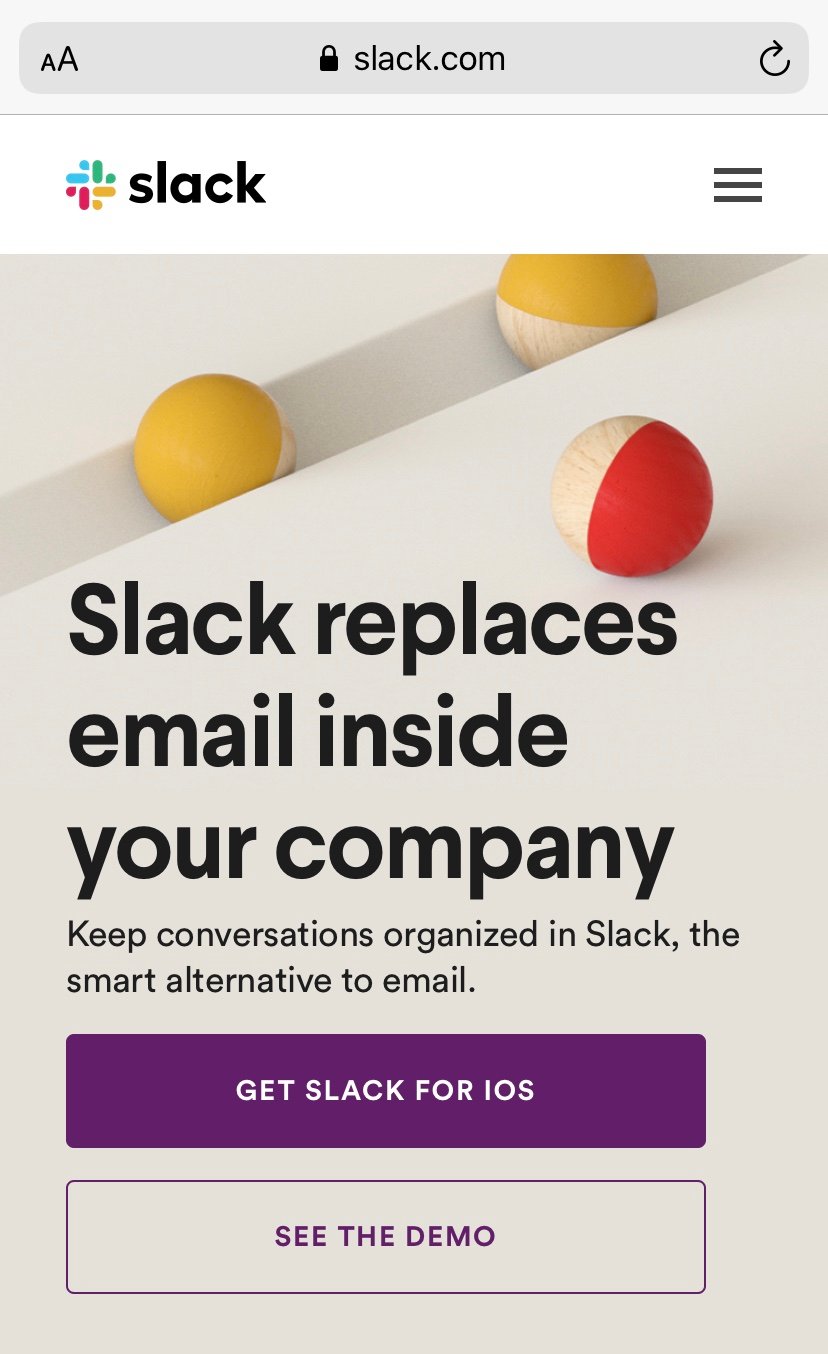 Slack mobile website