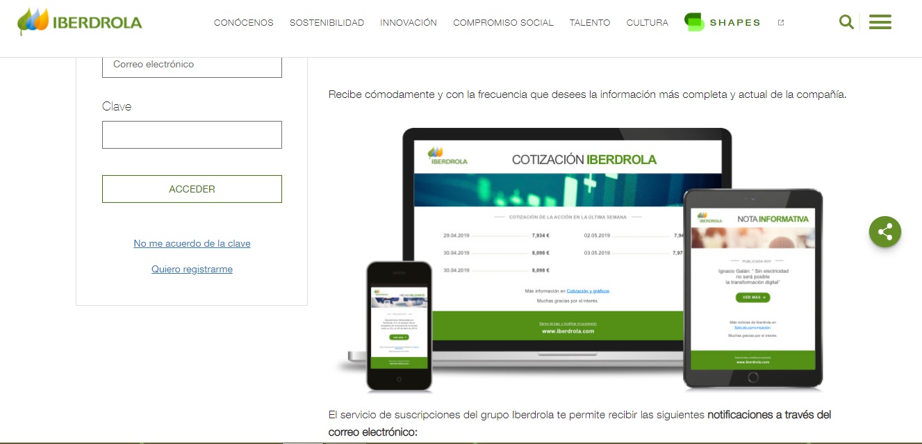 Iberdrola. ejemplo de smart content