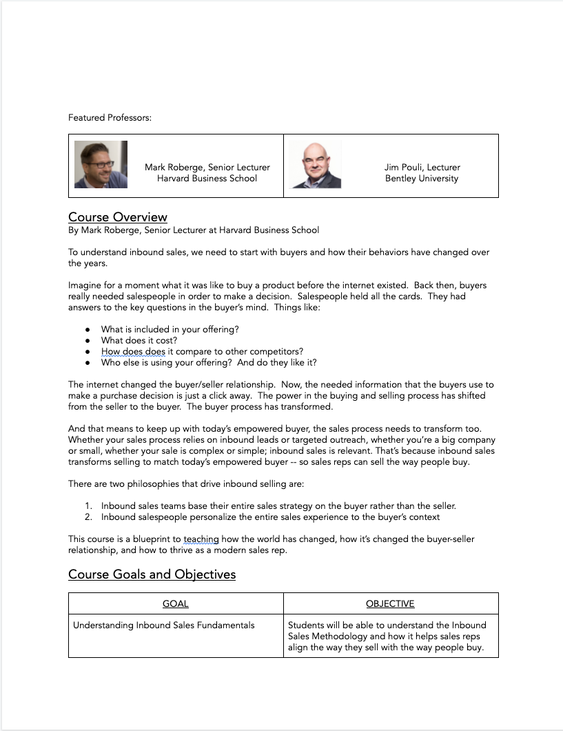 Inbound Sales Syllabus - 1