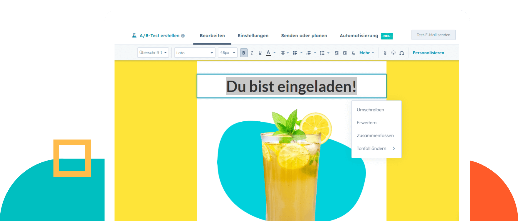 Benutzeroberfläche des Content-Editors von HubSpot