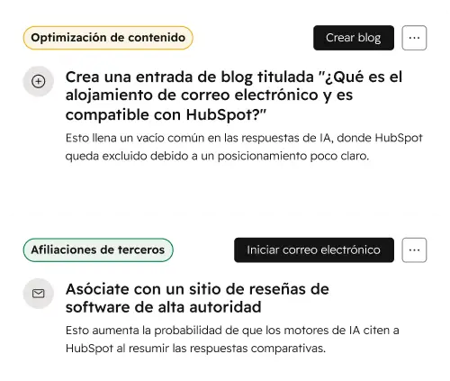 Obtén recomendaciones para mejorar cómo apareces en los LLM.