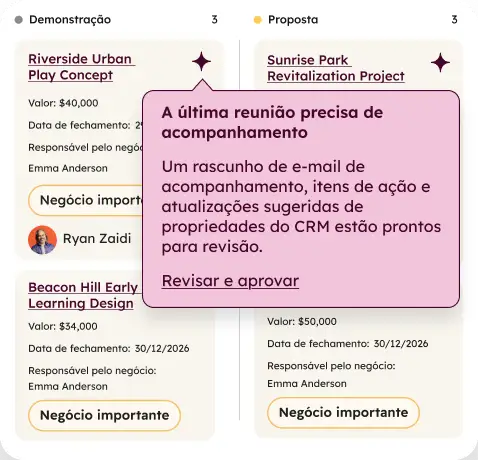 Seu CRM sugere suas próprias atualizações com base na chamada.
