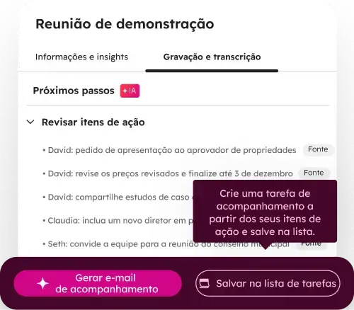 Transforme itens de ação em tarefas reais sem precisar reescrevê-los.