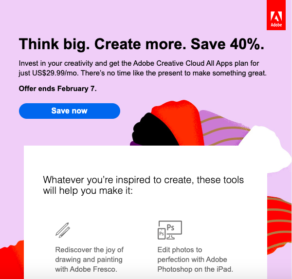 Adobe personalized email example