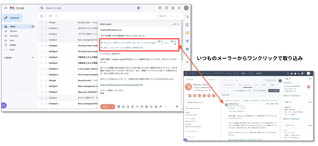 HubSpotのダッシュボード