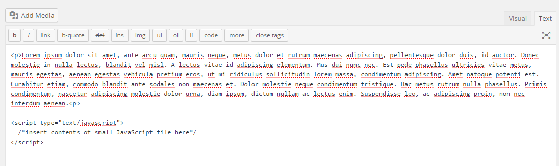 Script en el cuerpo HTML desde WordPress