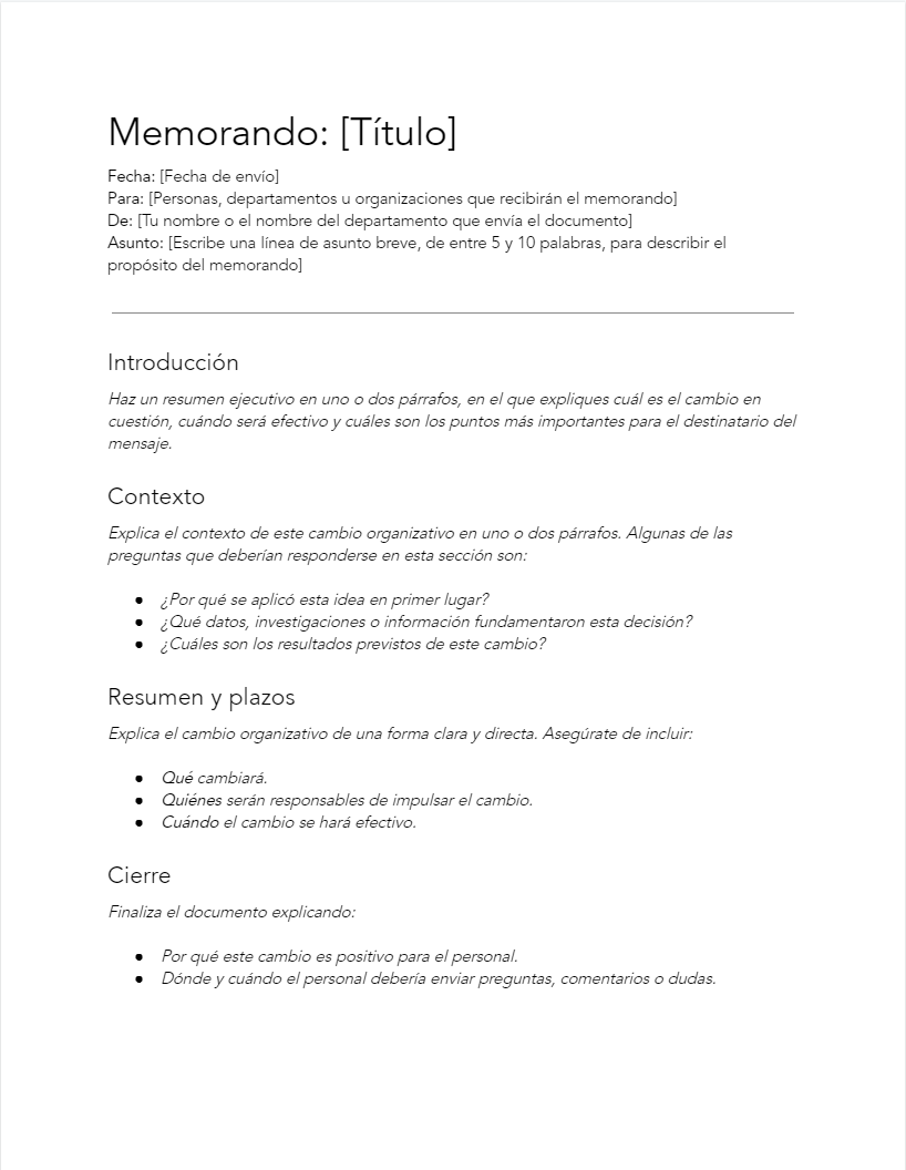 plantilla de memorandos gratuita