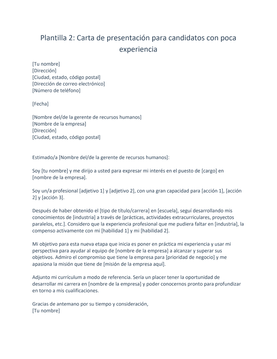 Plantilla de carta de presentación