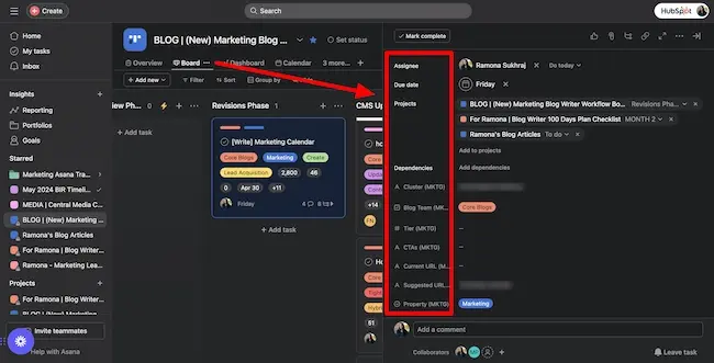 ̽ѡ Editorial Calendar is hosted on Asana showcasing many crucial assignment details
