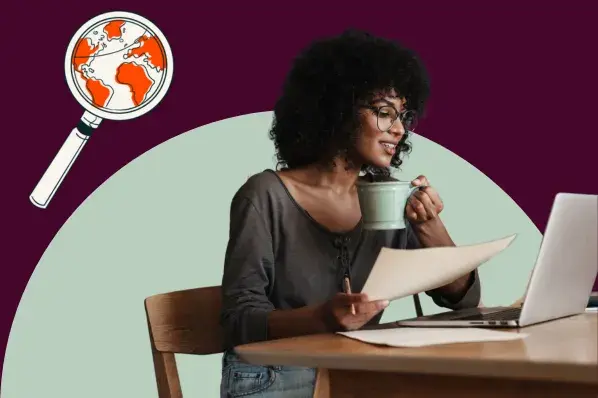 woman creating seo report
