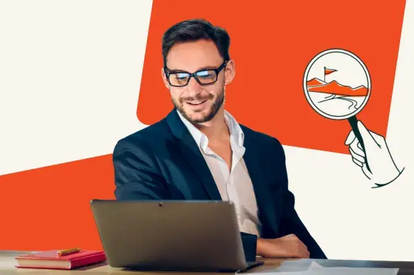 man looking up OKR goal setting