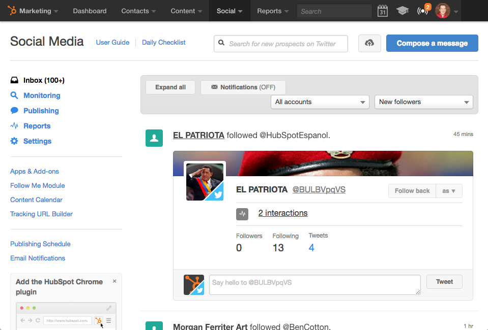 HubSpot's Social Inbox Tool