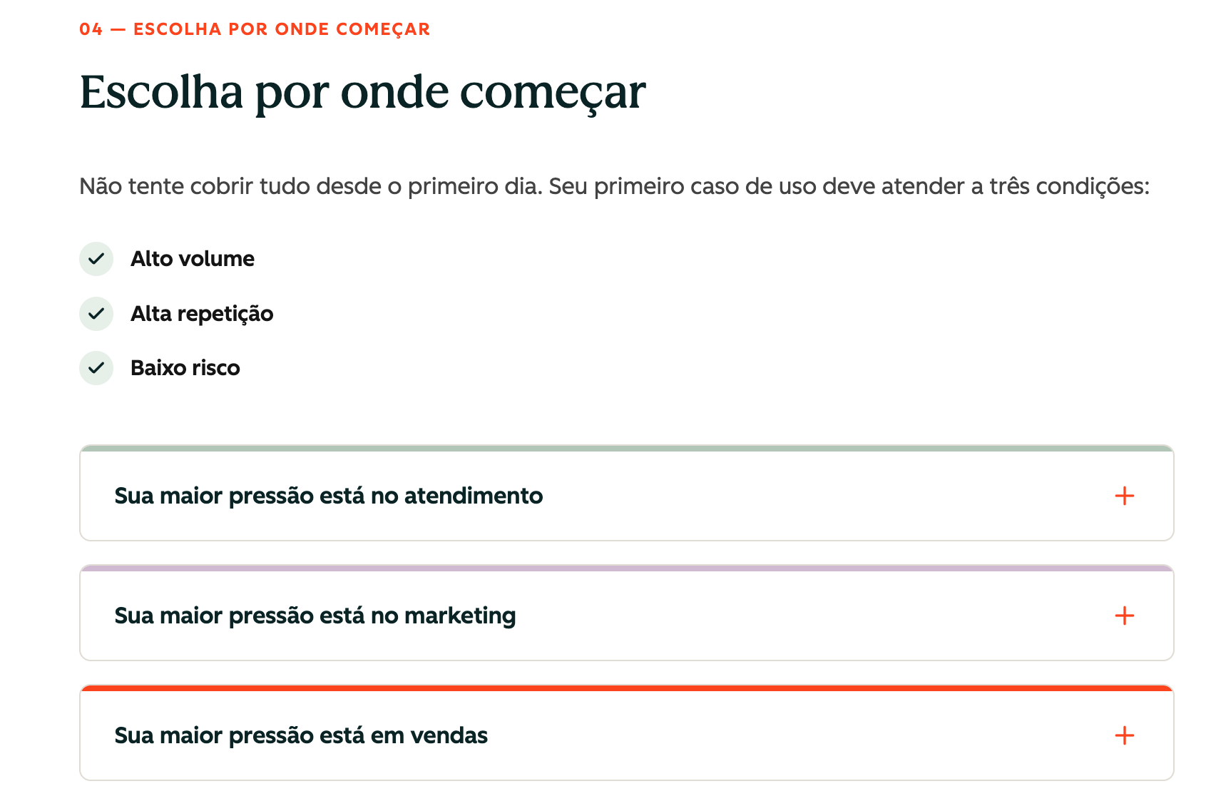 Escolha por onde começar