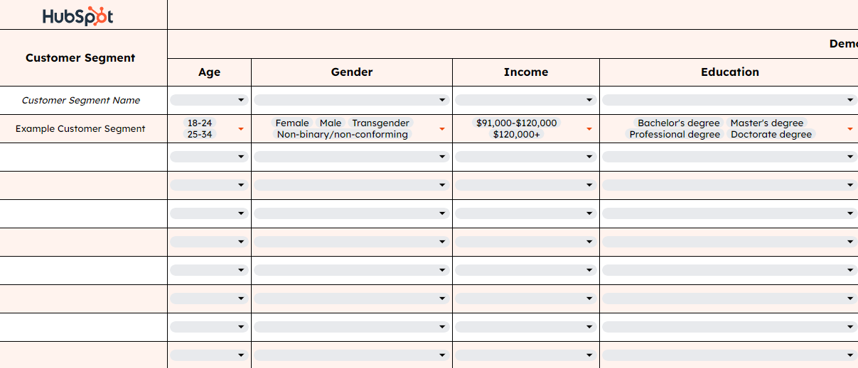 Page 1 - Customer Segmentation Templates