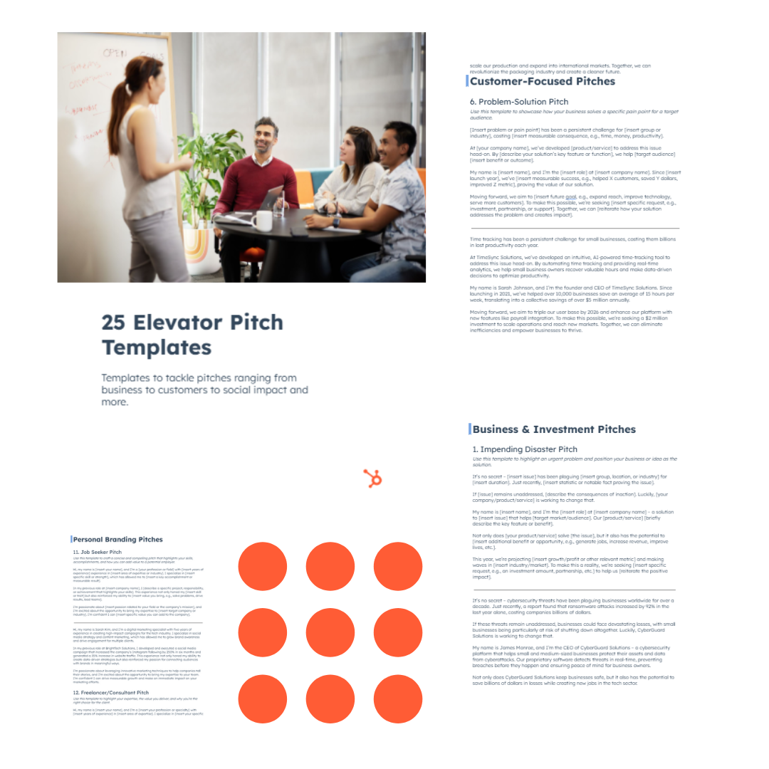 Page 1 - Elevator Pitch Templates