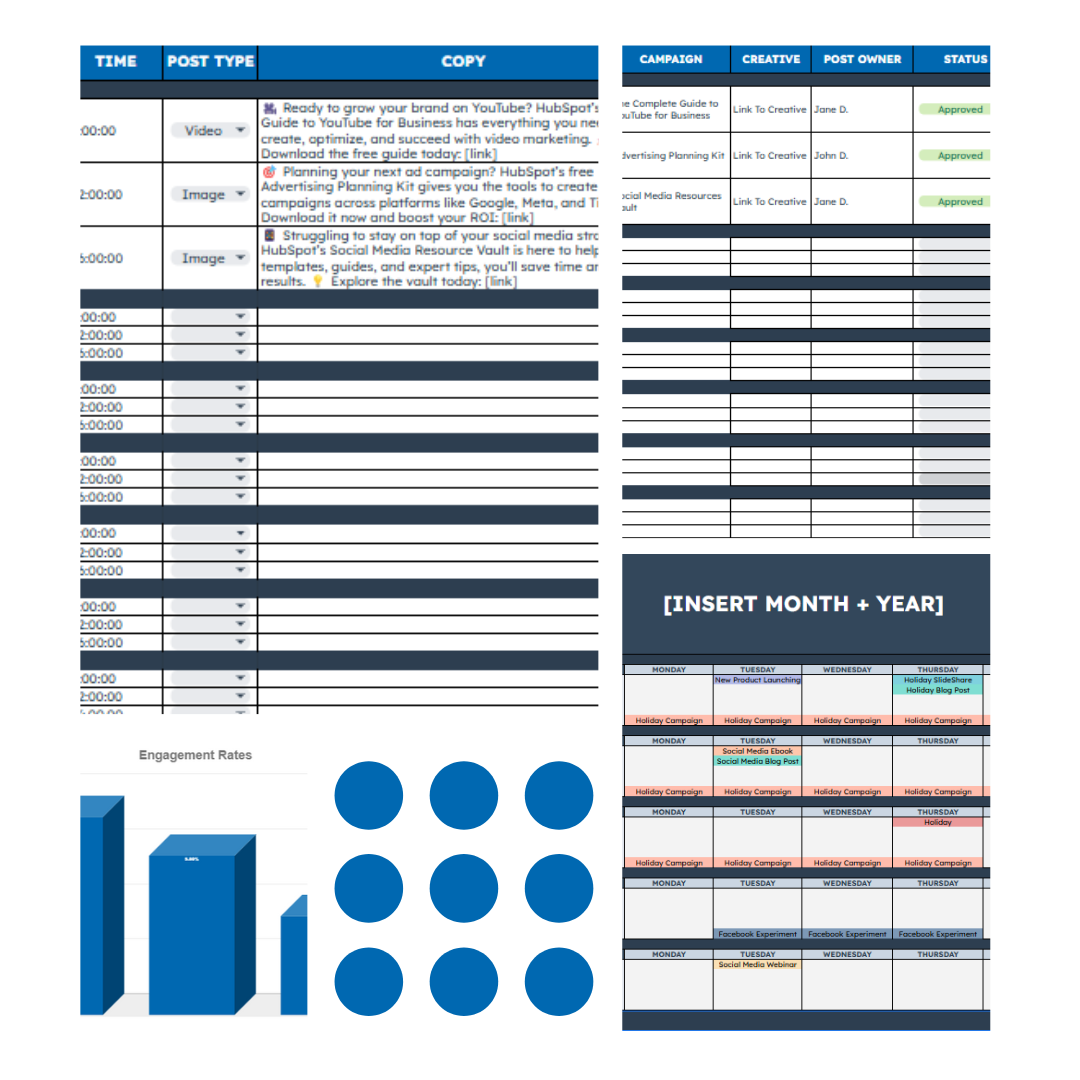 Page 1 - Social Media Content Calendar Templates
