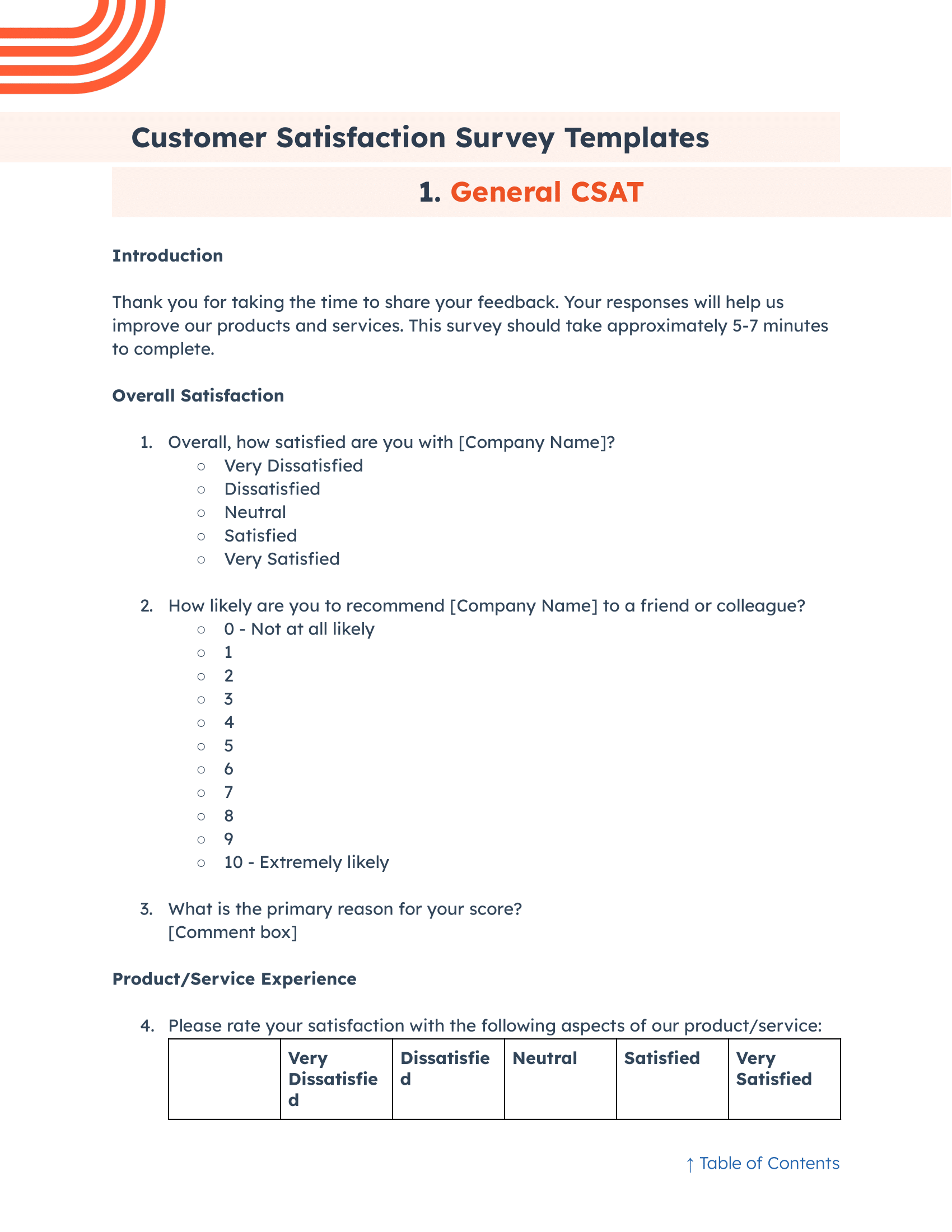 Page 2 - Questionnaire Templates