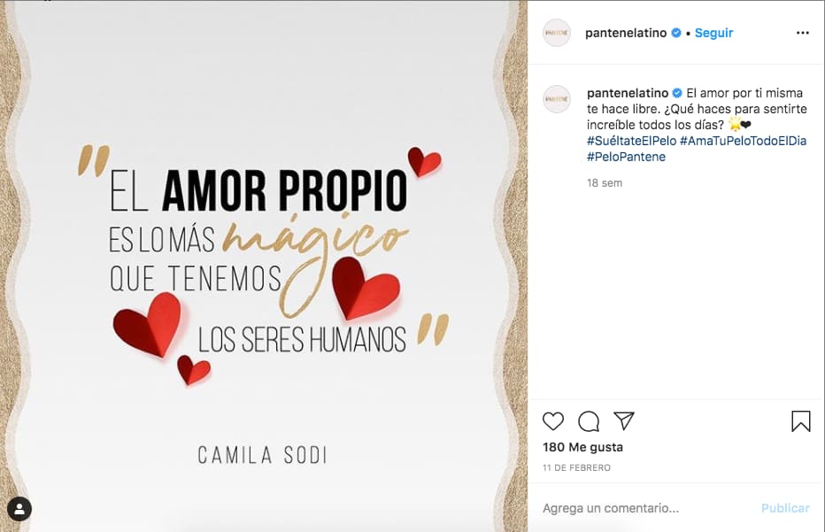 Marketing en Instagram: ejemplo de publicación de @pantenelatino