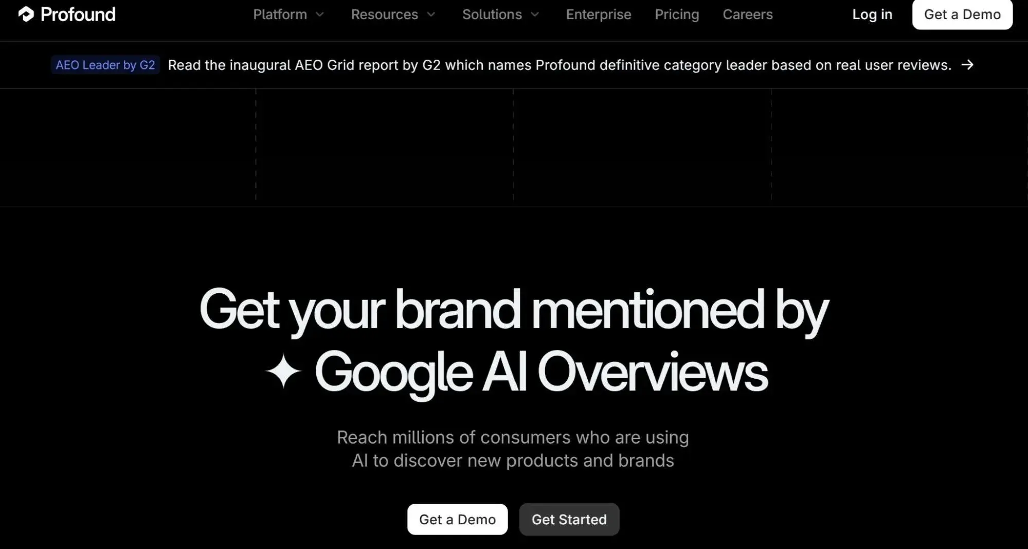 screenshot of profound ai landing page