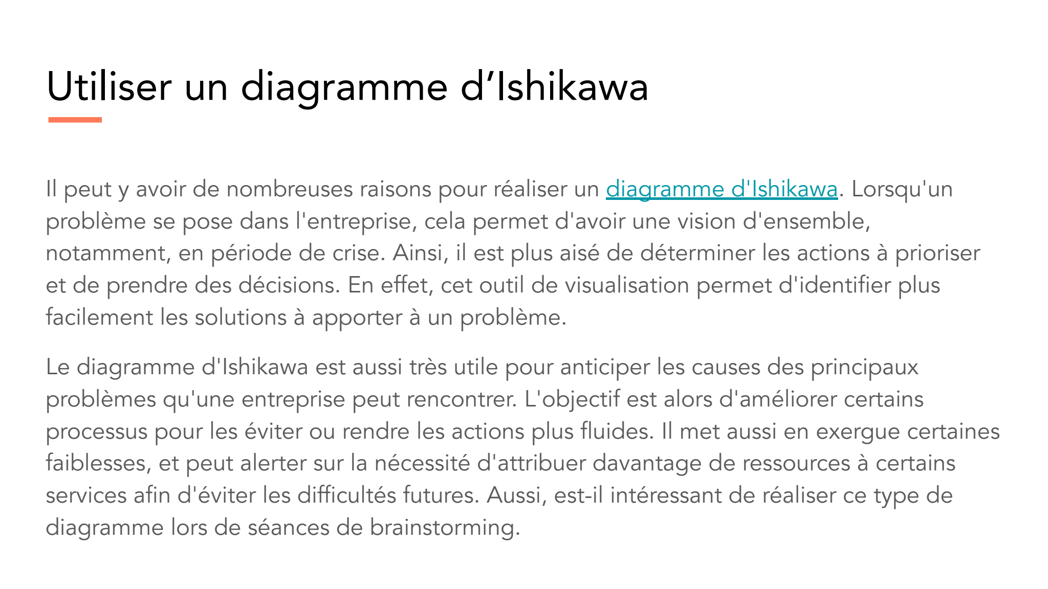 Résumé diagramme Ishakawa