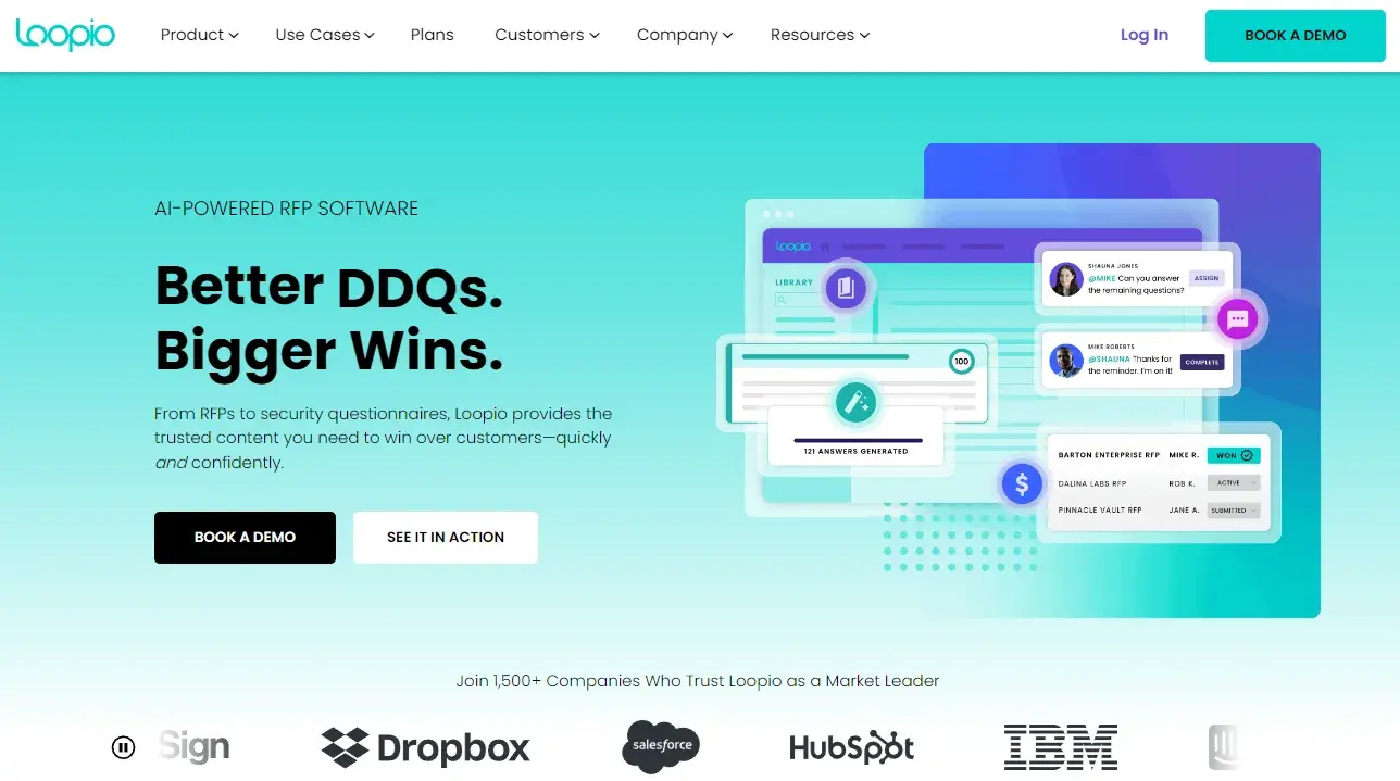 screenshot from Loopios homepage.