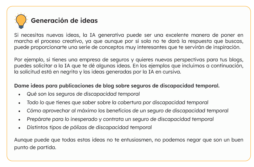 Recomendaciones para obtener ideas con la IA generativa