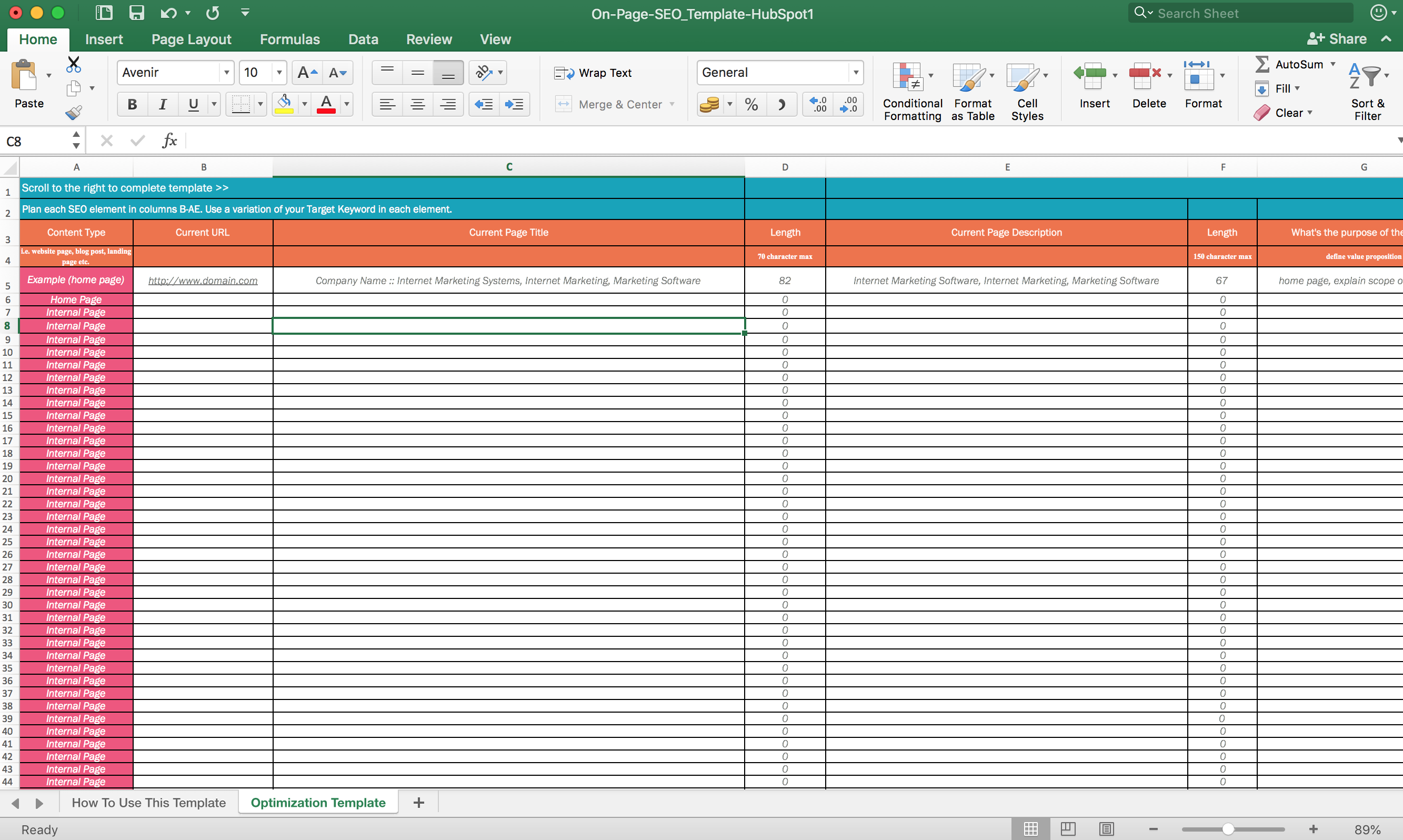 on-page seo template