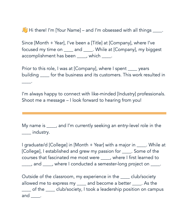 linkedin summary template
