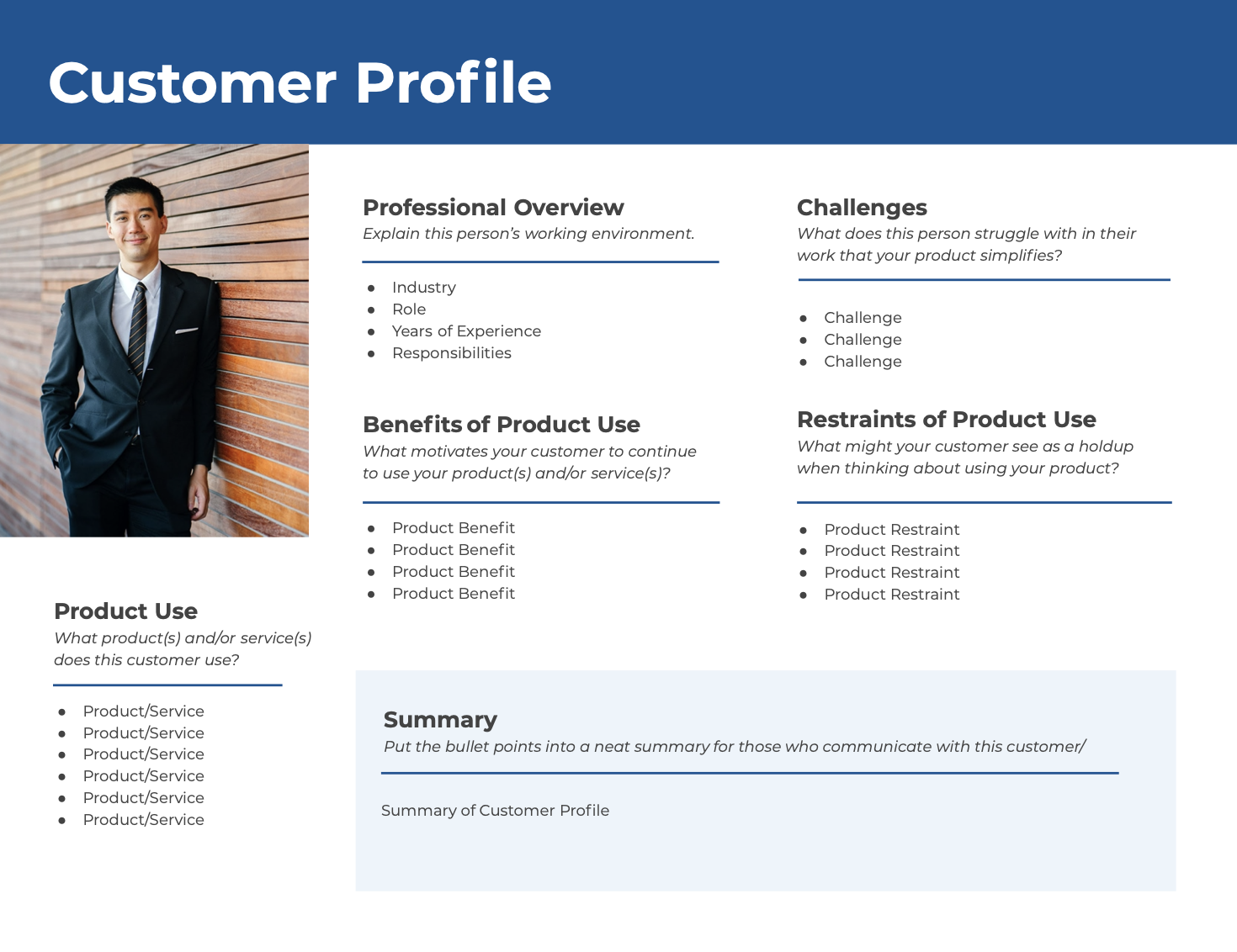 designed customer profile template