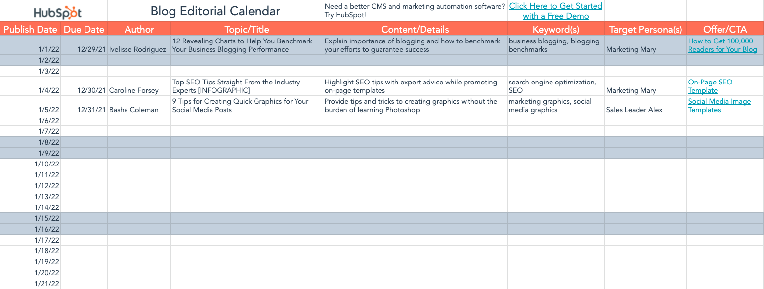 editorial calendar template
