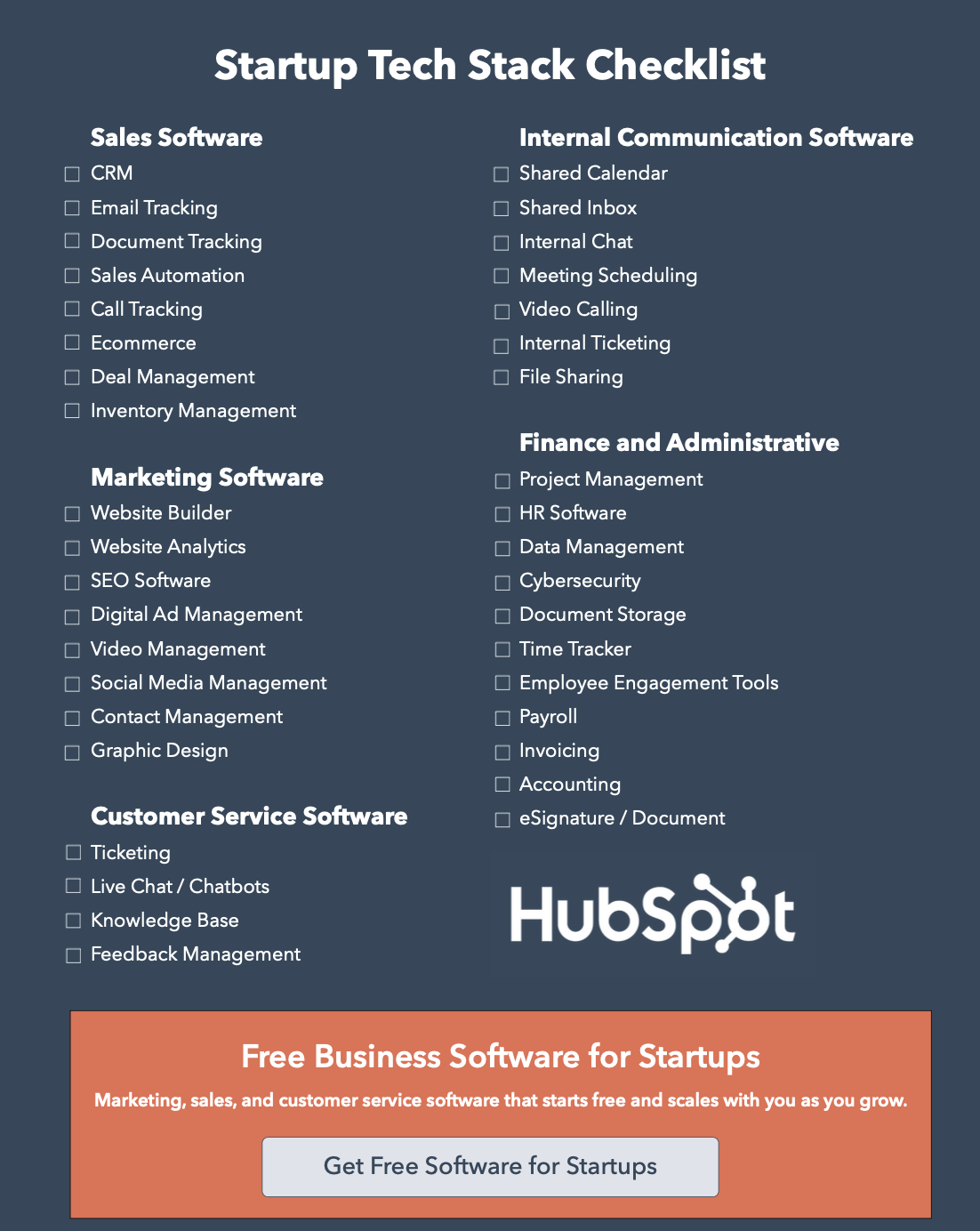tech stack checklist