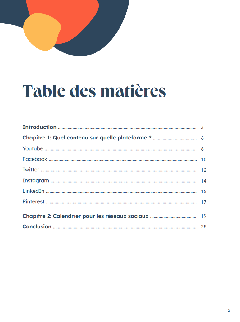 Table des matieres