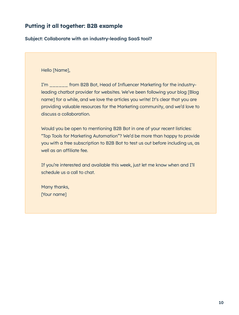 Email Templates for reaching out to a B2B Influencer 