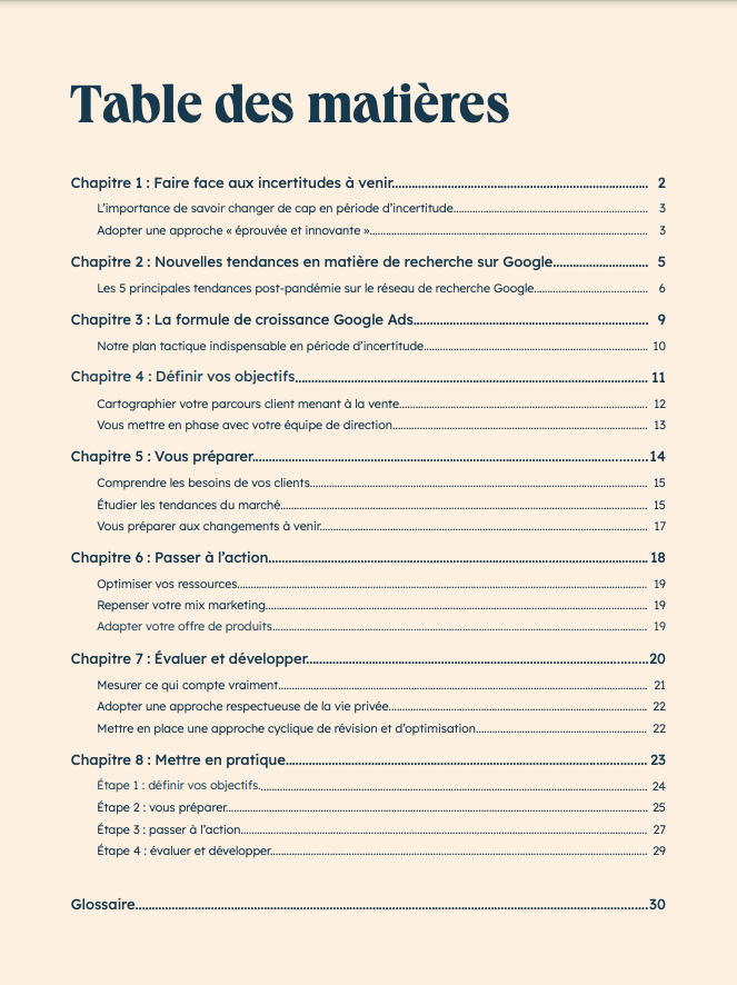 Table des matières