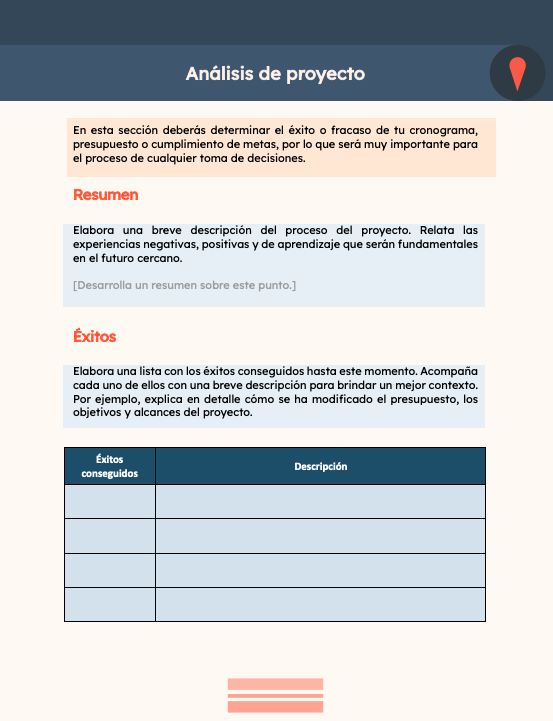 Plantilla sobre gestión de proyectos