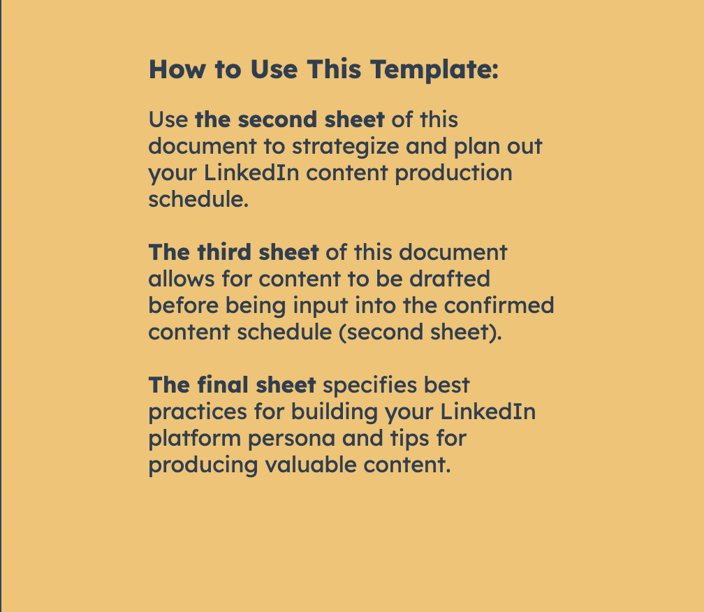 LinkedIn Content Calendar Template 1