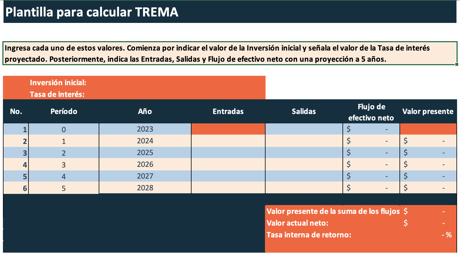 Plantilla para calcular TREMA