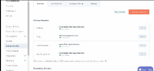 Animated walking through editing and updating domain security settings in HubSpot.