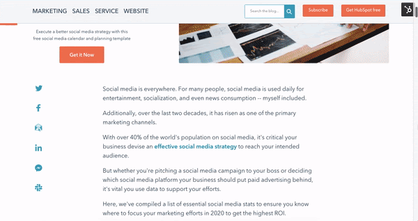 HubSpot long-form content that utilizes sectioning-off important items.