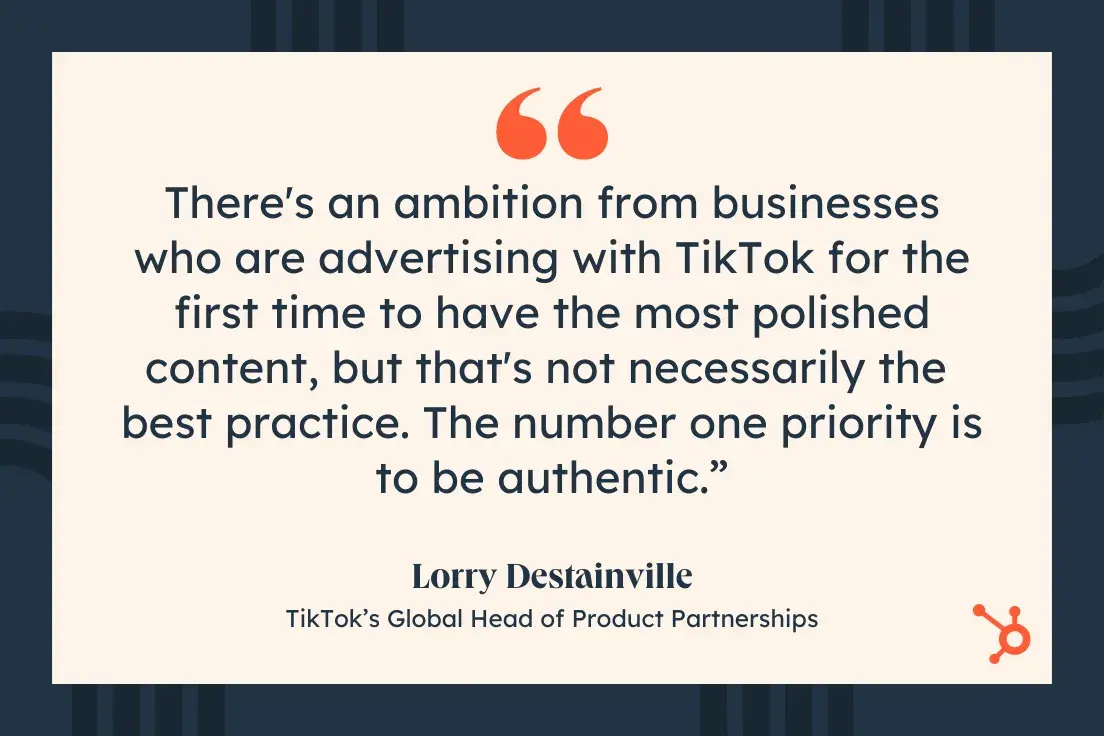 tiktok lead generation, quote from lorry destainville
