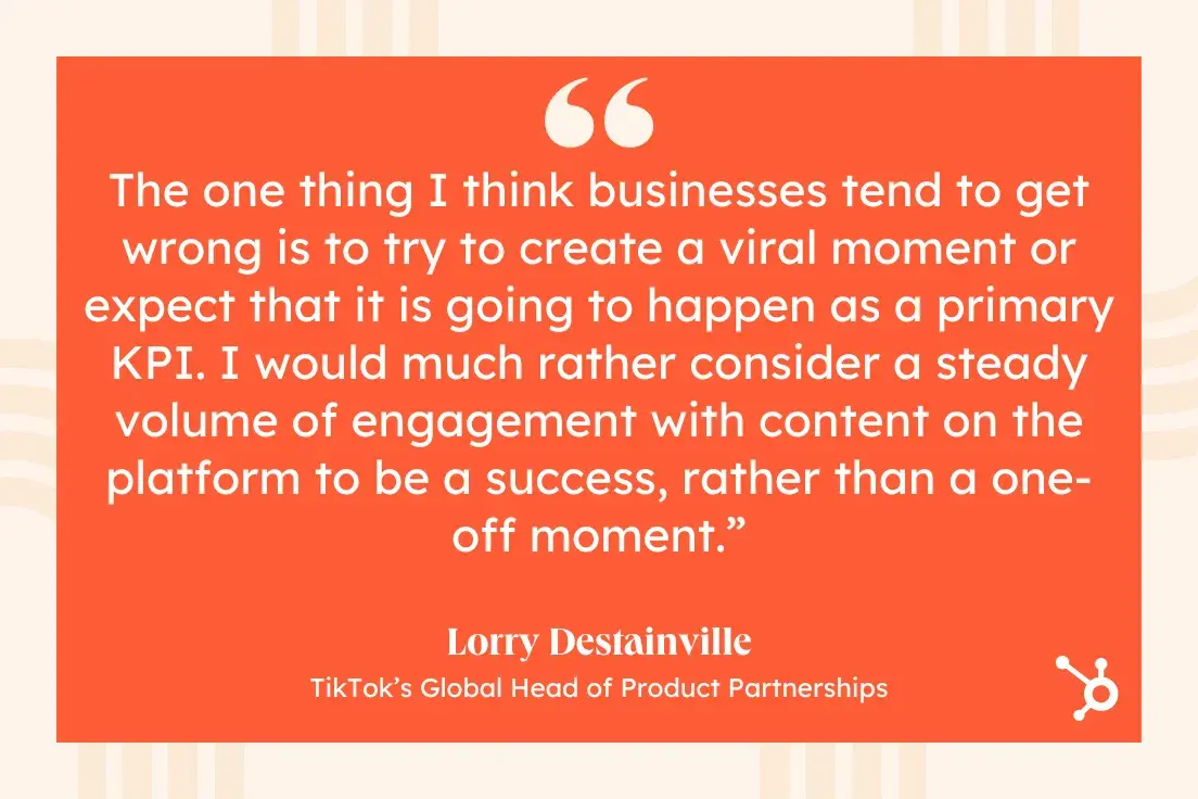 tiktok lead generation, quote from lorry destainville